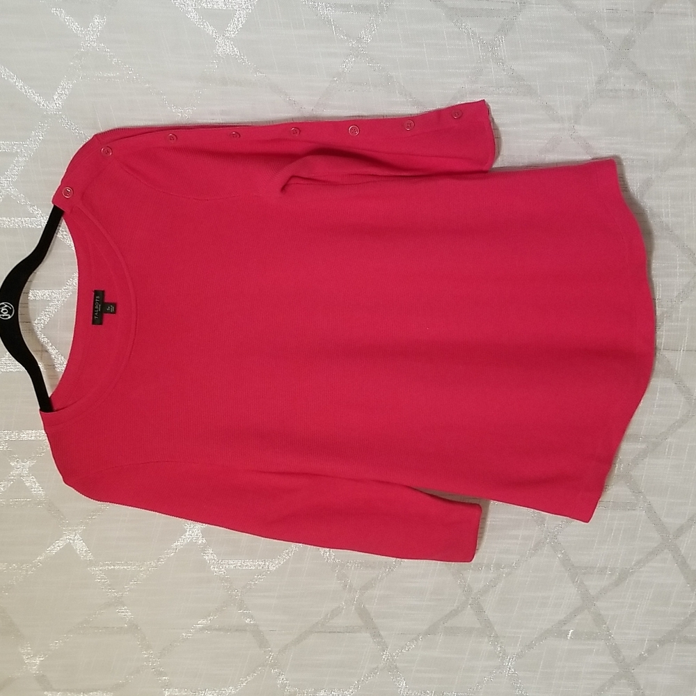 Talbots Top Womens Small Waffle Pink Long Sleeve Top Petite